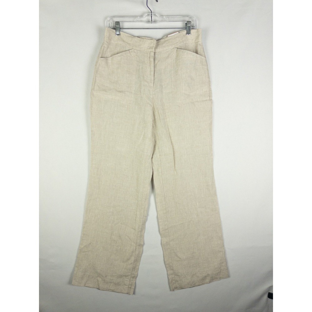 NWT Chico's Linen Wide Leg Pant Womens Size 0.5 Regular Flax Beige Coastal Minim